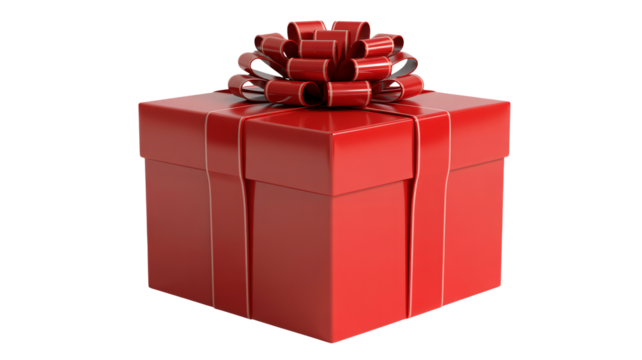 Vibrant red gift box with elegant ribbon and bow, perfect for any celebration, holiday, or special occasion surprise