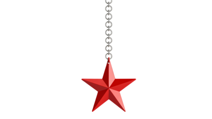 Striking red star pendant suspended by a polished silver chain, symbolizing achievement and excellence in any design.