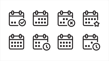 Comprehensive calendar planner and event management graphic elements for organization and scheduling