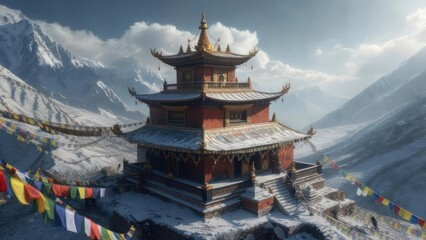 Obraz premium Snowy mountain temple