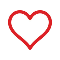 Red heart outline icon, love affection symbol
