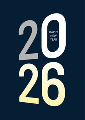 Happy New Year 2026 Greeting Card Design – Modern Minimalist Celebration Poster