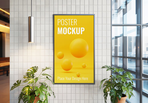 Vertical Poster Mockup and Lobby Display