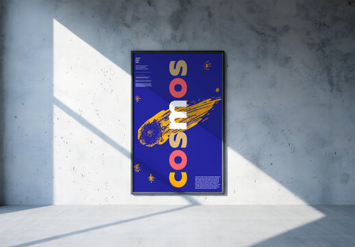 Vertical Poster Mockup with Space Art Design