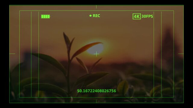 Camera recording screen overlay with alpha channel.camera frame viewfinder, screen of video recorder digital display with multiple settings and timer. 4k camcorder interface for video cameras