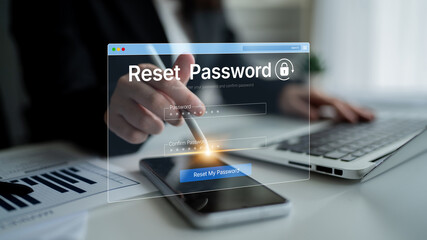 A web browser interface for the password reset function. This form allows a user to recover their account by entering and confirming a new, secure password for access. Fermion