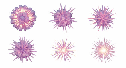 Dynamic abstract purple and pink spheres evolving into luminous bursts of energy, depicting growth, transformation, and radiant light in a captivating sequence