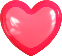 Fototapeta premium 3D Red Valentines day Heart shape, creative love graphic abstract form isolated clipart. Render of geometric modern february symbol illustration