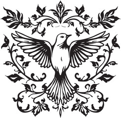 Elegant Bird with Floral Frame Vector Design

Flying Dove and Ornamental Flower Border Illustration

Vintage Floral Bird Decorative Silhouette Art