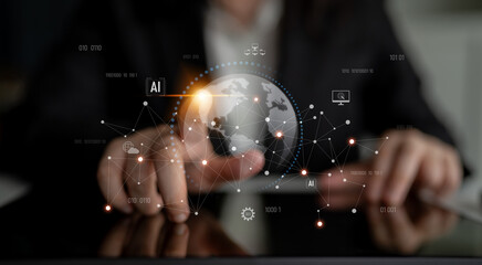 Global AI network showing connection between AI, global, and network elements across the digital world and data infrastructure Latch
