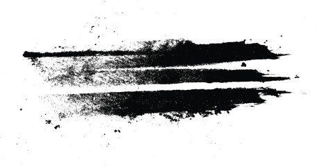 Black grunge brush stroke isolated on white background.