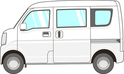 白い軽バンのベクター素材イラスト