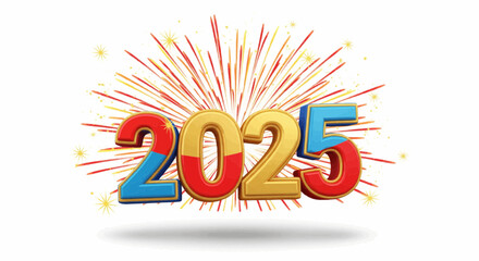 Celebrating 2025 Vibrant Numerals with Festive Fireworks for the Upcoming New Year