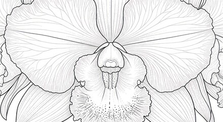 Close up floral illustration with intricate lines and detailed petals