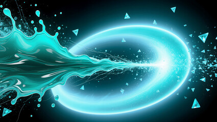 Dynamic splash of aqua energy in a cosmic whirl