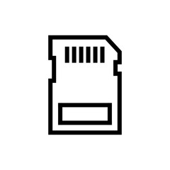 Vector Memory Card Icon – SD Card, Data Storage, Flash Drive, Electronic, Multimedia Device, Technology, Portable, and Media Symbol