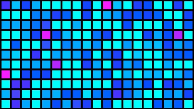A grid of blue squares arranged in a pattern with black border lines visible Abstract glowing square pattern Motion geometric Abstract pixel retro 8bit neon rgb video game glitch noise texture squar