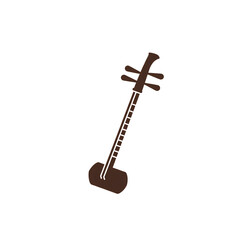 Naklejka premium Illustration of a Dan Bau, a Vietnamese single-stringed instrument on a black background