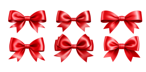 PNG Elegant red bows collection, element set on transparent background