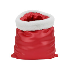 Crimson Holiday Sack with Plush Trim, Festive and Ready for Generous Giving isolated