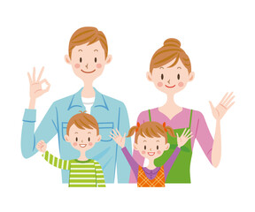 家族のイラスト　4人家族　ファミリー