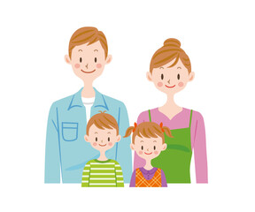 家族のイラスト　4人家族　ファミリー