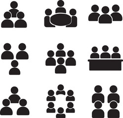 Group Formation Icons Set Triangular, Circular, Rectangular Team Arrangements