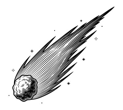 Comet drawing in black and white