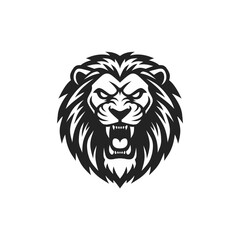 Monochrome Fierce Lion Head Detailed Illustration for Mascot and Emblem