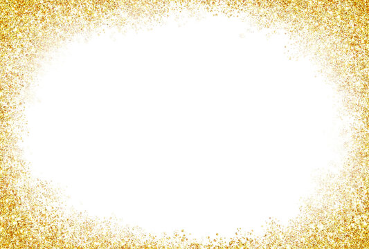 グリッター　ラメ　素材　枠　豪華　高級感　エレガント　クラシック　アンティーク　シンプル　飾り枠　囲み　見出し　タイトル　白背景　透過　Golden glitter lights isolated.Luxury gold frame.Sparkling gold powder particle.