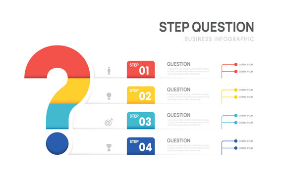 Question infographic business infochart 4 steps banner chart template for presentation vector.