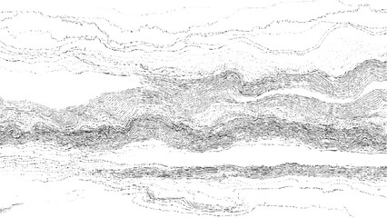 Black and white abstract wavy lines and dots pattern on white background vector