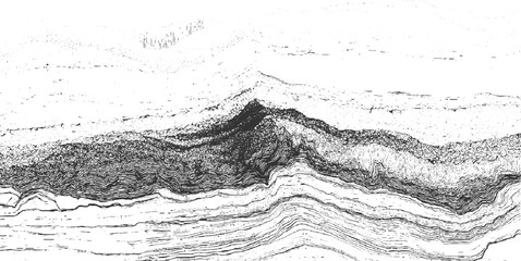 Black and white abstract textured background with layered wavy lines and dots vector 1