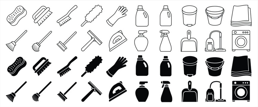 house cleaning tools icon vector illustration