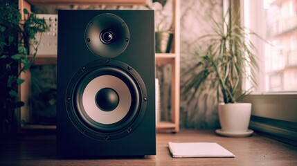 Studio monitor speakers on desk