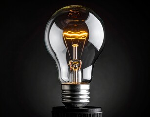 Light bulb glowing brightly against dark background showcasing vintage design and warm light