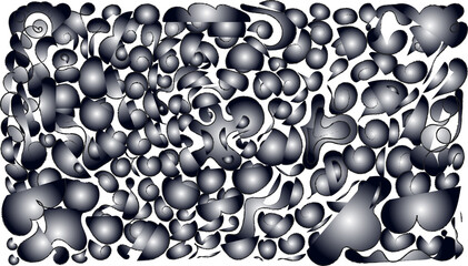 Abstract Metallic 3D Doodle Pattern Background, Shiny Gradient Art Texture, Futuristic Curved Shapes Design