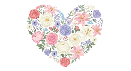 Floral Heart - A Romantic Arrangement of Pastel Flowers.