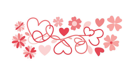 Floral Heart Swirl Design - A Romantic Valentines Day Illustration.
