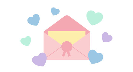 Pastel Pink Envelope with Hearts for Valentines Day.