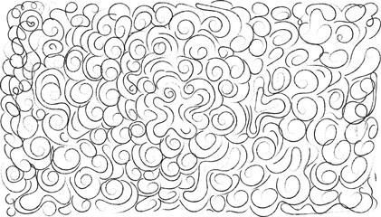 Hand Drawn Swirl Doodle Pattern Background, Abstract Black Line Art Texture, Decorative Curves and Spirals Design
