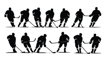 Fototapeta premium Collection of hockey player silhouettes in various action poses