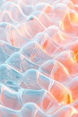 Fototapeta premium Nanotechnology surface with flowing curves in soft pastel colors and light reflections, showcasing microscopic structures and energetic patterns with delicate shimmer.