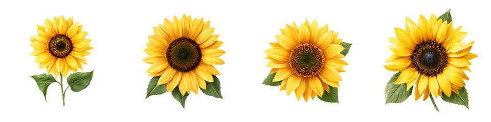 Obraz premium Sunflower Blossom Collection on White Background