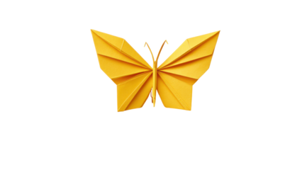 Origami Yellow Butterfly on White Background