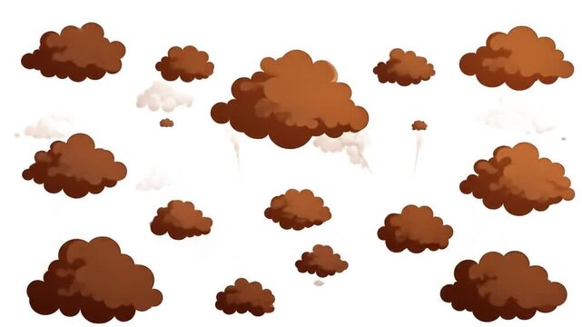 Cartoon Dust Clouds Collection Isolated.