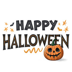Spooky Smile Text — “Happy Halloween” Pumpkin Typography