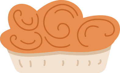 Textured Cinnamon Roll Vector Graphic Isolated Sweet Bakery Food Hand Drawn Retro Style Muffin Orange Dessert Snack Illustration Cozy Autumn Baked Pastry