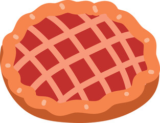 Delicious Fruit Pie Icon Vector Graphic Dessert Lattice Crust Baked Pastry Sweet Food Isolated Kitchen Baking Concept Illustration