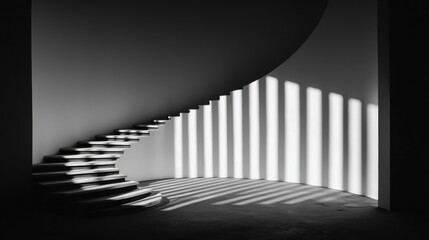 Obraz premium A black and white photograph of a spiral staircase.